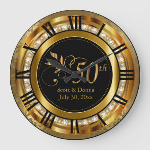 Grande Horloge Ronde Élégant 50e anniversaire de Mariage d'or