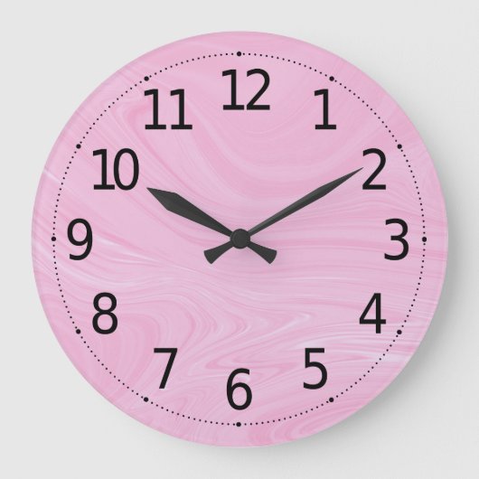 Grande Horloge Ronde Elegant Abstract Pink Liquid Marble | (Recto)