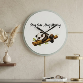 Grande Horloge Ronde Elegant Aesthetic Panda Gift – Simple Minimal Cute