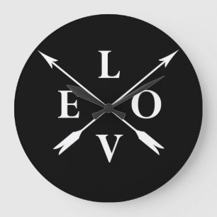 Grande Horloge Ronde Élégant amour monogrammé moderne