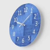 Grande Horloge Ronde Elégant Bleu Abstrait Brossé Bandes Artwork | (Angle)