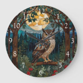 Grande Horloge Ronde Élégant boho blanc boisé (Recto)