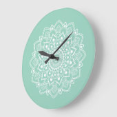 Grande Horloge Ronde Elegant Boho Mandala  (Angle)
