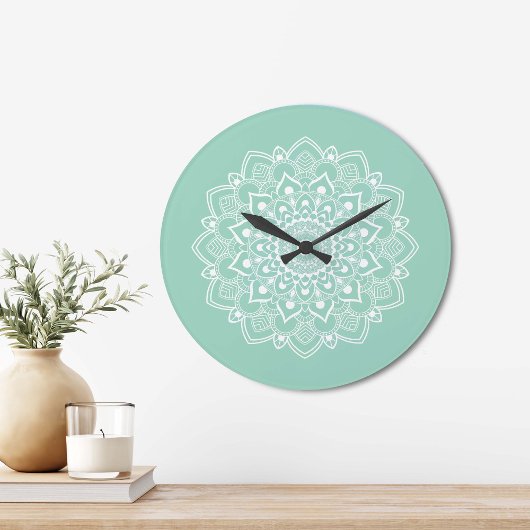 Grande Horloge Ronde Elegant Boho Mandala 