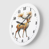 Grande Horloge Ronde Elégant cerf art déco (Angle)