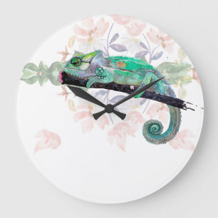 Grande Horloge Ronde Elegant Chameleon Painted Acrylic Wall Clock