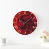 Grande Horloge Ronde Elégant Cheval Rouge Dragon de luxe Abstrait (Maison)