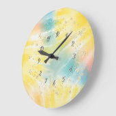 Grande Horloge Ronde Elégant Confetti Jaune Tie Dye (Angle)