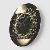 Grande Horloge Ronde Elégant Confetti Or tendance Dotts Noir (Angle)