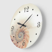 Grande Horloge Ronde Elégant Coque Beige Neutral Côtier (Angle)