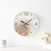 Grande Horloge Ronde Elégant Coque Beige Neutral Côtier (Maison)