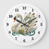 Grande Horloge Ronde Elégant cygne art déco (Recto)