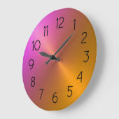 Grande Horloge Ronde Élégant dégradé orange à rose ombre (Angle)