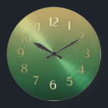 Grande Horloge Ronde Élégant dégradé vert à or Ombre<br><div class="desc">Designs par Umua. Imprimé et expédié par Zazzle ou ses partenaires.</div>