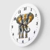 Grande Horloge Ronde Elégant éléphant art déco (Angle)