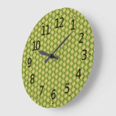 Grande Horloge Ronde Élégant Feuille de paume vert panier Motif | (Angle)