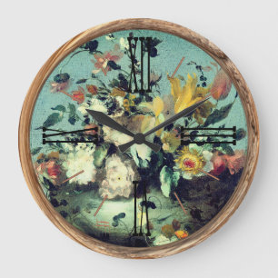 Grande Horloge Ronde Élégant floral