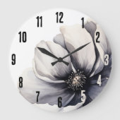 Grande Horloge Ronde Élégant floral noir blanc moderne (Recto)