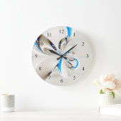 Grande Horloge Ronde Elegant Fractal Blue Wall Clock (Maison)