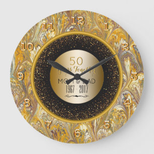 Grande Horloge Ronde Elegant Gold 50th Wedding Anniversary Personalized