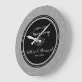 Grande Horloge Ronde Elegant Grey Damask (Angle)