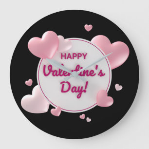 Grande Horloge Ronde Élégant Heureuse Sainte-Valentin
