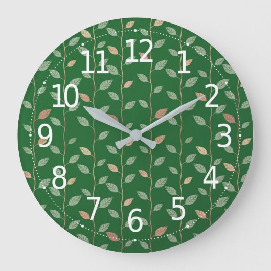 Grande Horloge Ronde Elegant Leaves et Vines Pattern Paper Texture | (Recto)