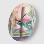 Grande Horloge Ronde Élégant Livre ouvert Inspiré par Cloud Imprimer Gr (Angle)