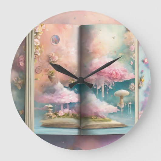 Grande Horloge Ronde Élégant Livre ouvert Inspiré par Cloud Imprimer Gr (Recto)