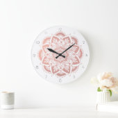 Grande Horloge Ronde Elegant Mandala Rose Gold Flower (Maison)