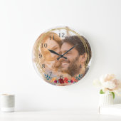 Grande Horloge Ronde Élégant Mariage de monogramme photo (Maison)