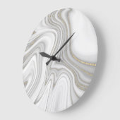 Grande Horloge Ronde Élégant motif de parties scintillant en marbre d'o (Angle)