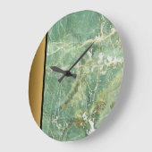 Grande Horloge Ronde Élégant Motif en pierre de marbre vert moderne (Angle)