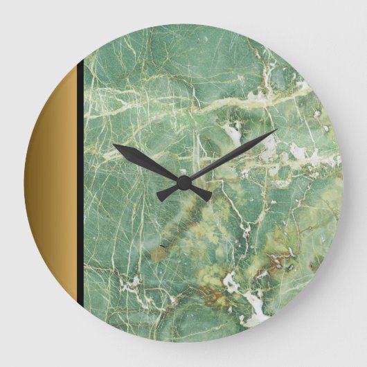 Grande Horloge Ronde Élégant Motif en pierre de marbre vert moderne (Recto)