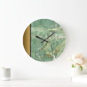 Grande Horloge Ronde Élégant Motif en pierre de marbre vert moderne (Maison)