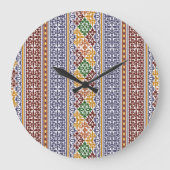 Grande Horloge Ronde élégant motif ethnique (Recto)