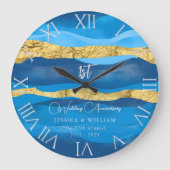 Grande Horloge Ronde Élégant Ocean Waves Mariage Anniversaire Keepsaké (Recto)