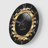 Grande Horloge Ronde Elégant Or Chevron Design (Angle)