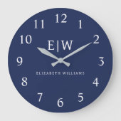 Grande Horloge Ronde Élégant professionnel simple Monogramme minimalist (Recto)