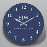 Grande Horloge Ronde Élégant professionnel simple Monogramme minimalist<br><div class="desc">Découvrez notre Elegant Professional Simple Monogram Minimalist Collection : Elevez votre style avec une sophistication intemporelle et une élégance sobre. Réalisée avec une attention minutieuse aux détails, cette collection présente des designs minimalistes ornés de votre monogramme personnalisé. Chaque pièce respire le professionnalisme et le raffinement, parfait pour faire une impression...</div>