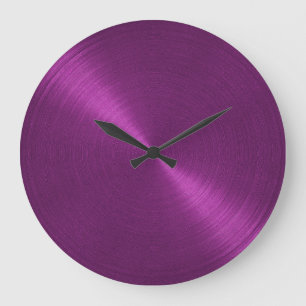 Grande Horloge Ronde Élégant Reflet Violet
