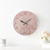 Grande Horloge Ronde Élégant rose (Maison)