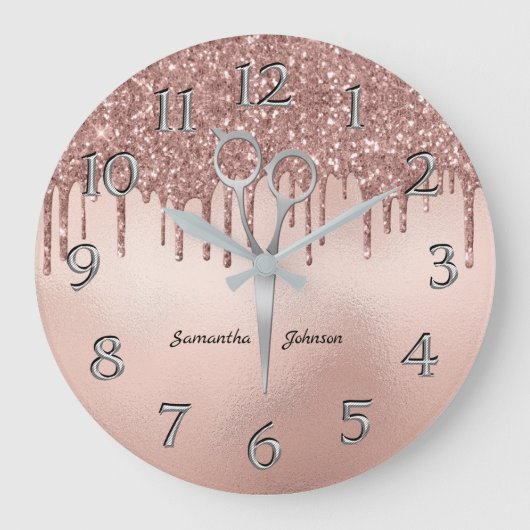 Grande Horloge Ronde Elégant Rose en or coiffeur ciseau (Recto)