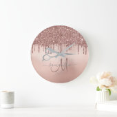 Grande Horloge Ronde Elégant Rose en or coiffeuse ciseau Monogramme (Maison)