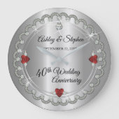 Grande Horloge Ronde Elégant Ruby | Diamants 40e anniversaire de Mariag (Recto)