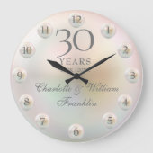 Grande Horloge Ronde Élégant Script Pearl 30e anniversaire de Mariage (Recto)