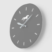 Grande Horloge Ronde Elegant White Horse (Angle)