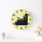 Grande Horloge Ronde Elegant Yellow Floral Damask (Maison)
