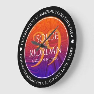 Grande Horloge Ronde Élégante célébration du 39e anniversaire du Mariag