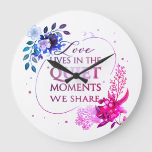 Grande Horloge Ronde Élégante citation artistique florale en or